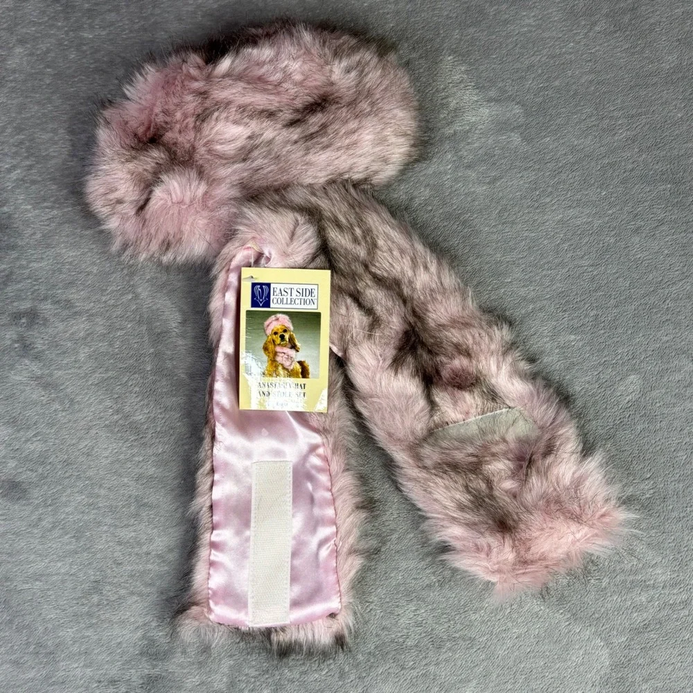 East Side Anastasia Hat and Stole Set Pet Large Pink‎ Faux Fur ZA5341675